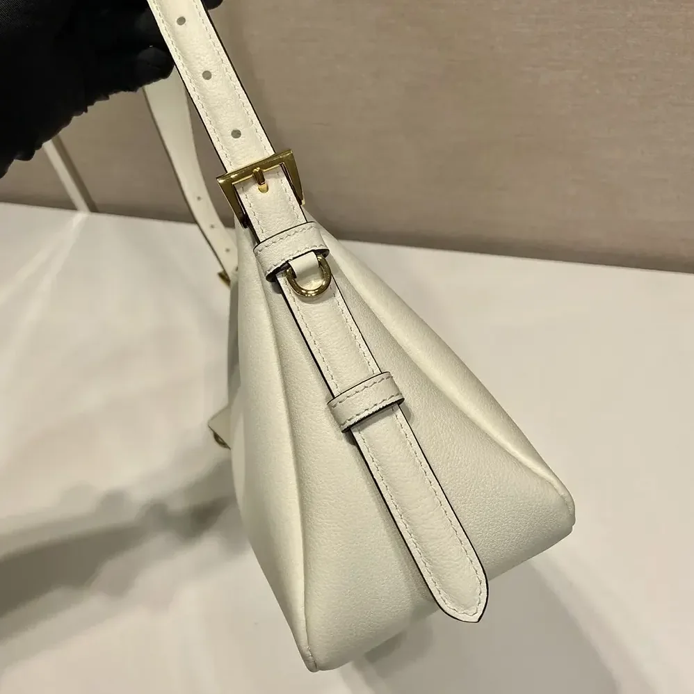 Prada Aimée Medium Leather Shoulder Bag for Women in White Prada Aimée Medium Leather Shoulder Bag for Women in White