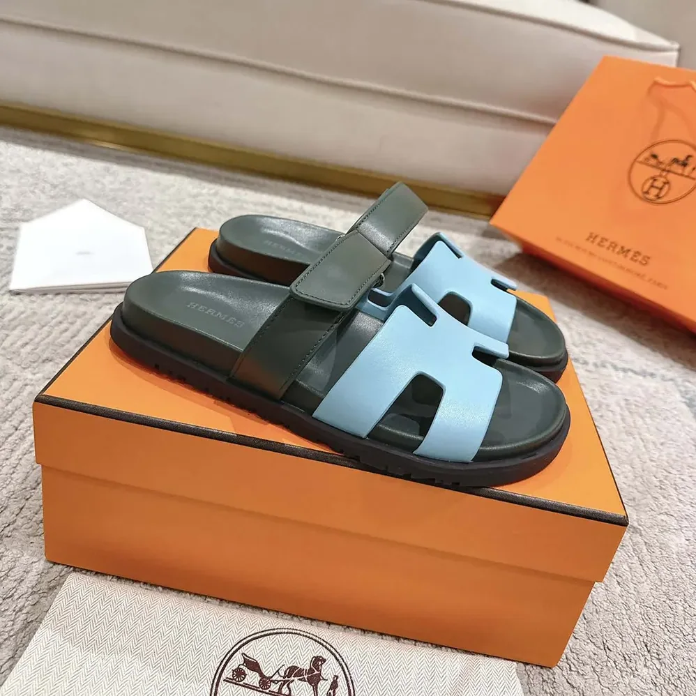 Hermes Chypre Sandal for Unisex in Green/Blue