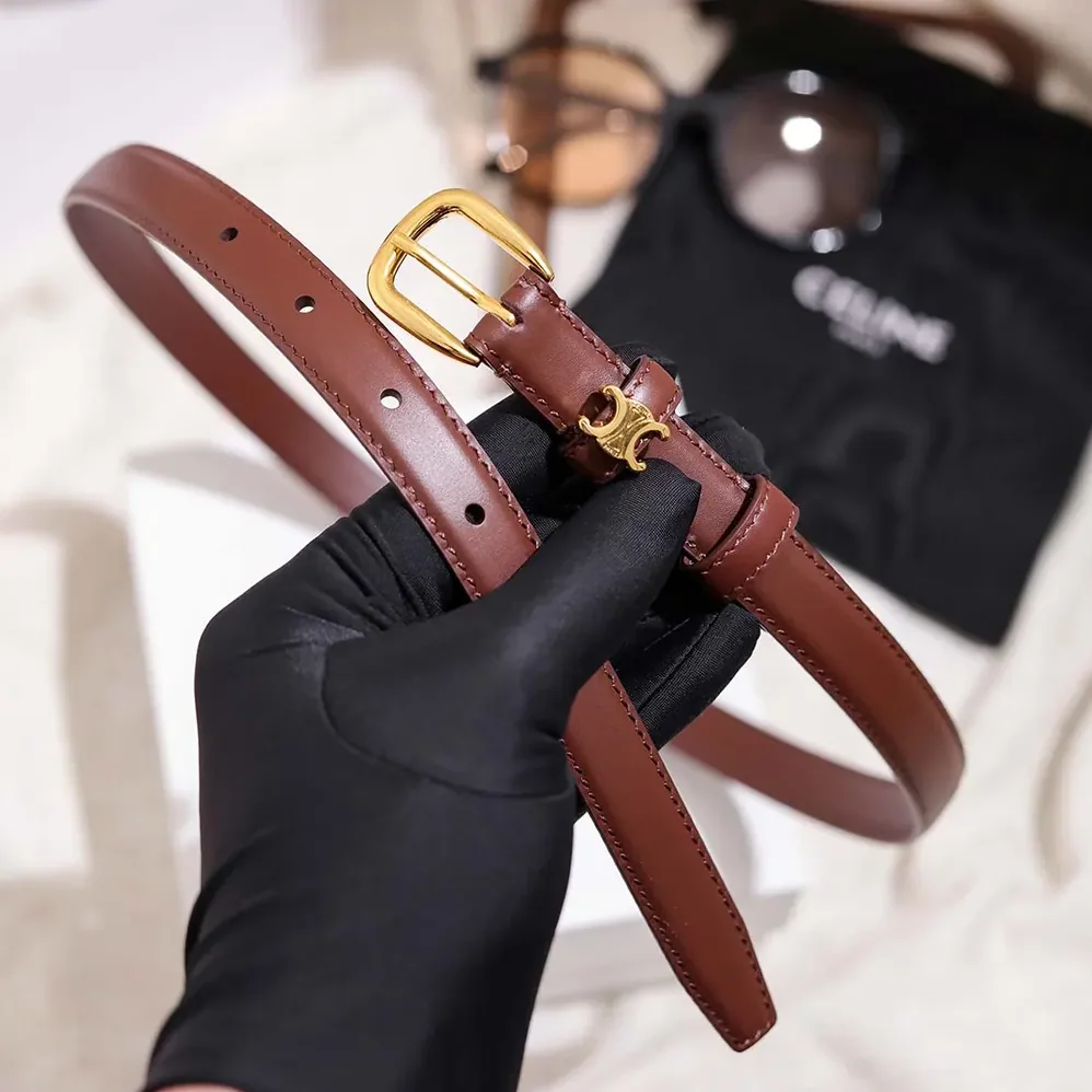 Celine Vivienne Belt 25Mm In Taurillon Leather for Women in Dark Brown