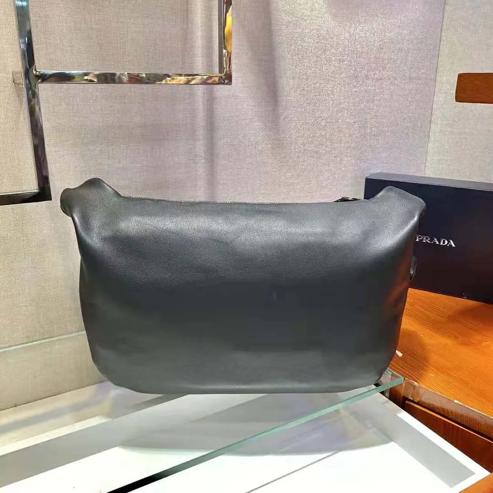 Prada Soft Leather Shoulder Bag for Men in Black Prada Soft Leather Shoulder Bag for Men in Black