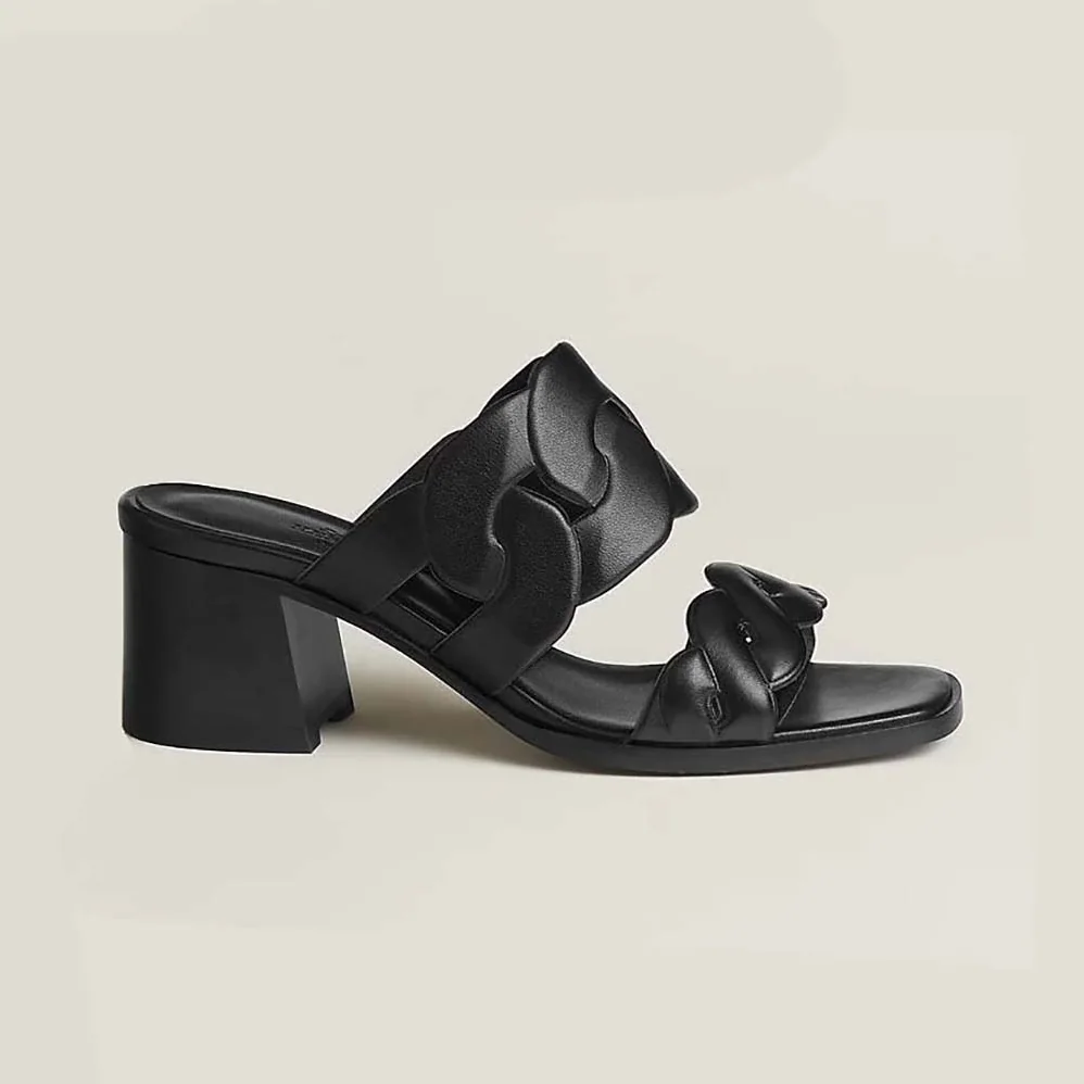 Hermes Gaby 60 Sandal in 6 cm High Heel for Women in Black