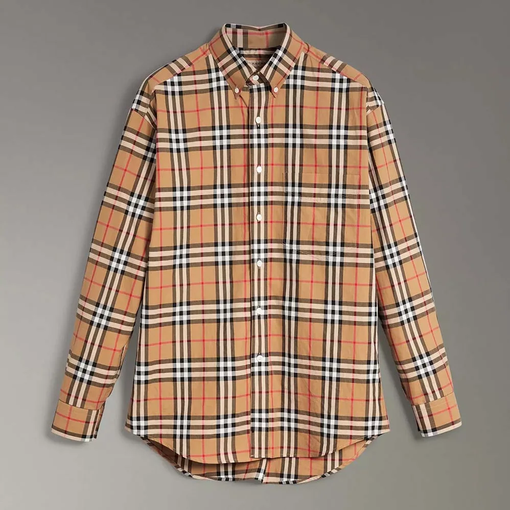 Burberry Button-Down Collar Vintage Check Cotton Shirt for Unisex