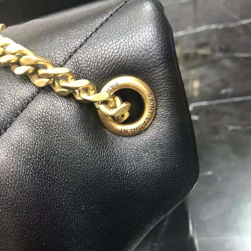 Saint Laurent YSL Puffer Medium Chain Bag in Quilted Lambskin for Women in Black/Gold Saint Laurent YSL Puffer Medium Chain Bag in Quilted Lambskin for Women in Black/Gold