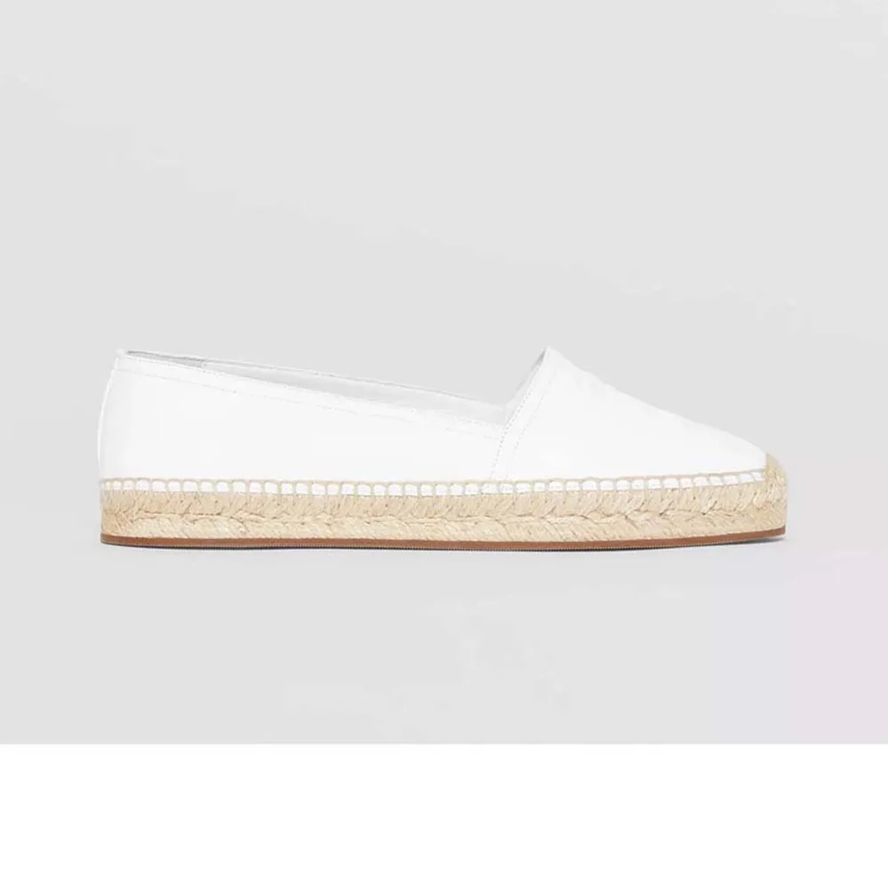 Burberry Shoes Monogram Motif Lambskin Espadrilles for Women in White Burberry Shoes Monogram Motif Lambskin Espadrilles for Women in White