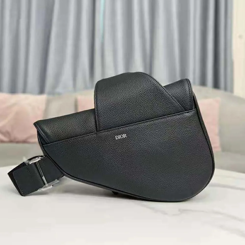 Dior By Erl Saddle Bag Black Grained Calfskin for Men Dior By Erl Saddle Bag Black Grained Calfskin for Men