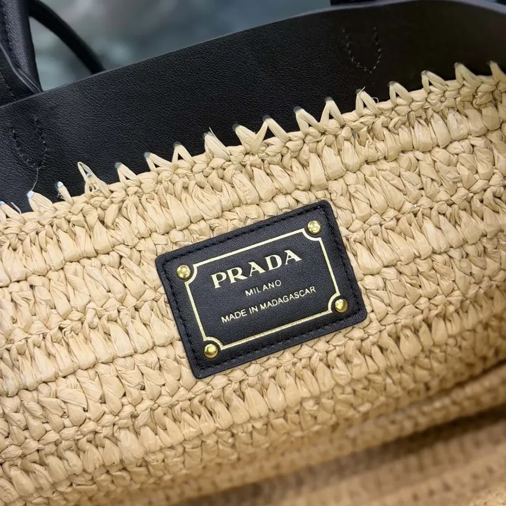 Prada Mini Crochet and Leather Tote Bag for Women Prada Mini Crochet and Leather Tote Bag for Women