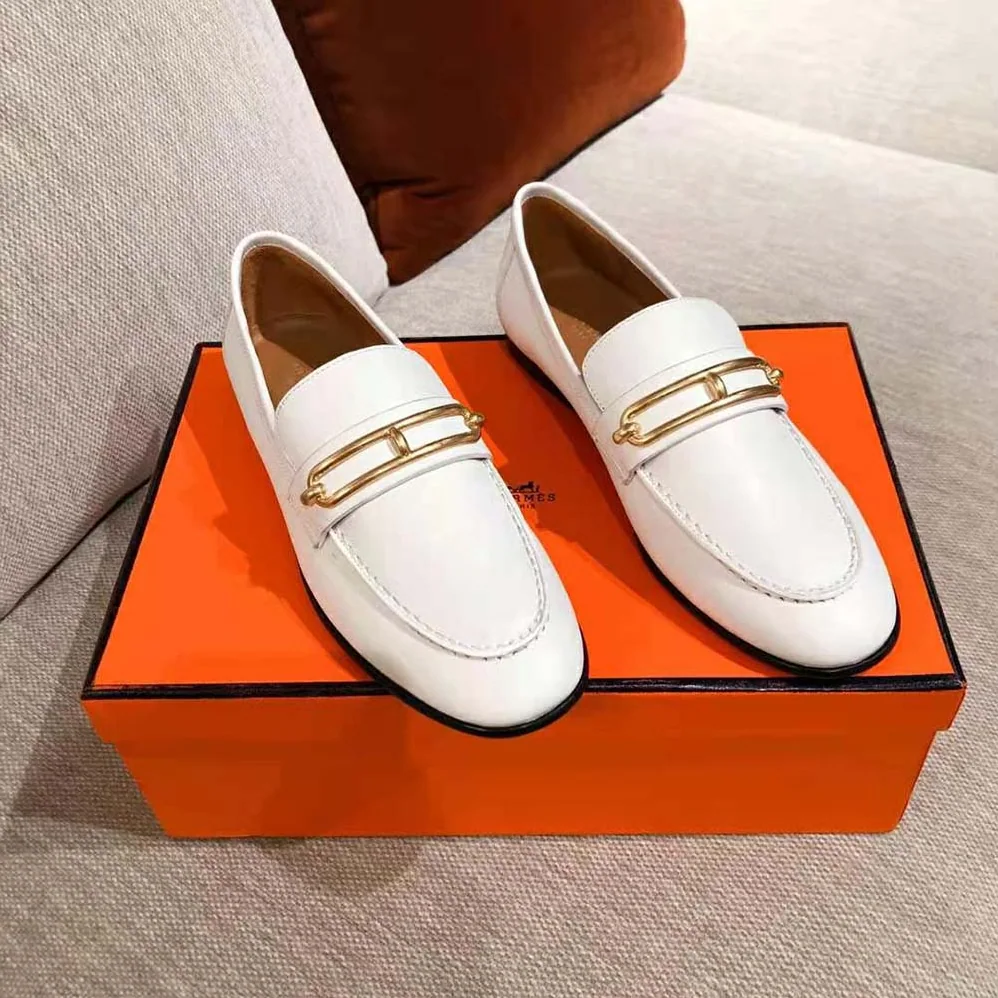 Hermes Colette Loafer in Calfskin Leather for Women in White Hermes Colette Loafer in Calfskin Leather for Women in White