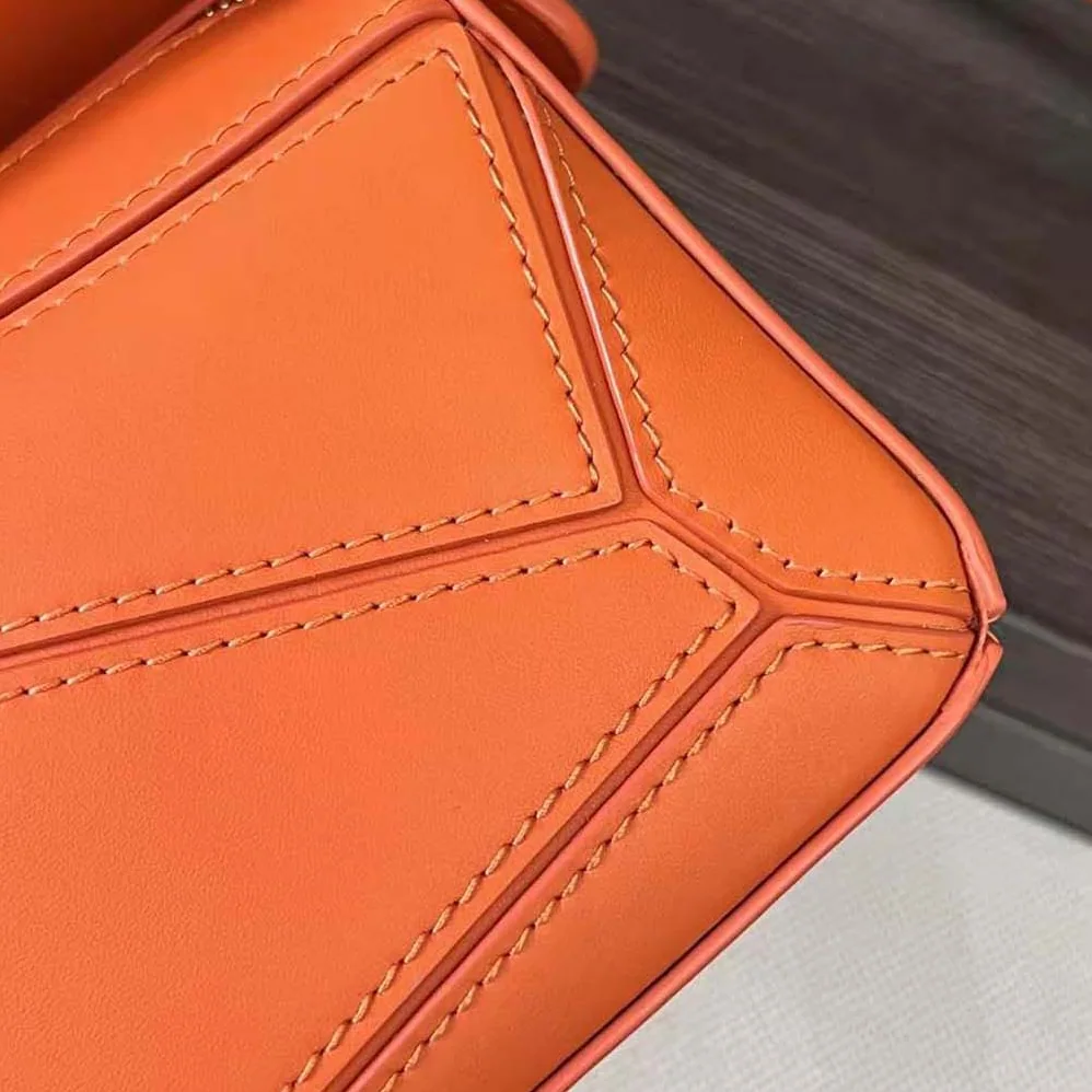 Loewe Mini Puzzle Bag in Satin Calfskin for Women in Orange Loewe Mini Puzzle Bag in Satin Calfskin for Women in Orange