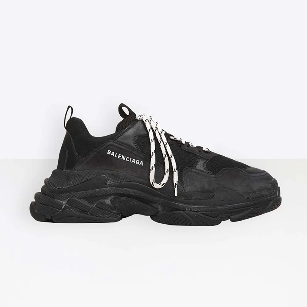Balenciaga Triple S Trainers Oversized Multimaterial Sneakers Quilted Effect for Unisex in Black