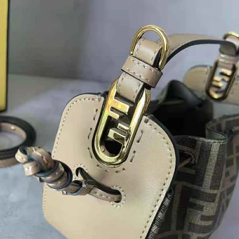 Fendi Pomodorino Brown FF Fabric Mini for Women in Bag