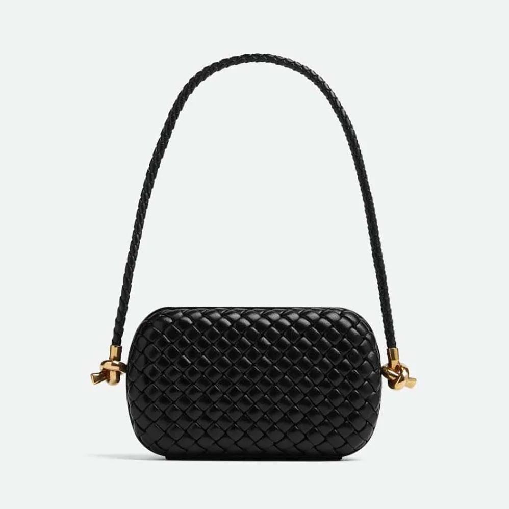 Bottega Veneta Knot Minaudiere On Strap for Women in Black Bottega Veneta Knot Minaudiere On Strap for Women in Black