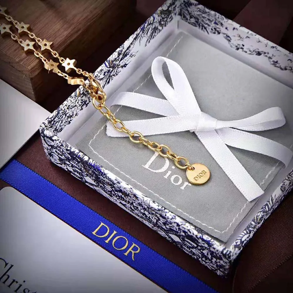 Dior Star Necklace Gold-Finish Metal with a White Resin Pearl and Mirror for Women