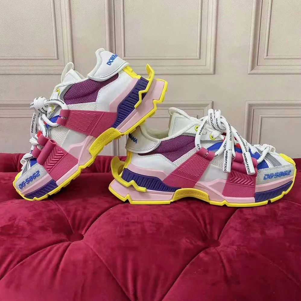 Dolce Gabbana D&G Mixed-Material Space Sneakers for Women in Purple Dolce Gabbana D&G Mixed-Material Space Sneakers for Women in Purple