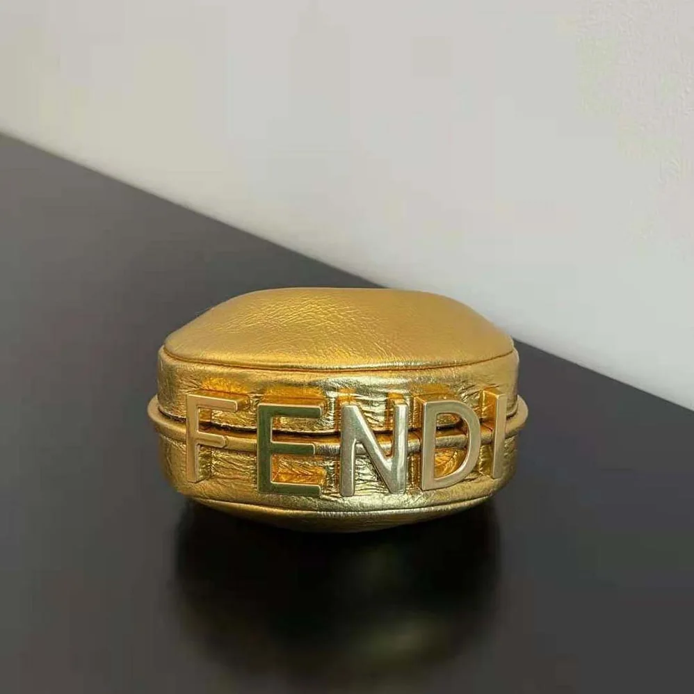 Fendi Nano Fendigraphy Gold Leather Charm for Women Fendi Nano Fendigraphy Gold Leather Charm for Women