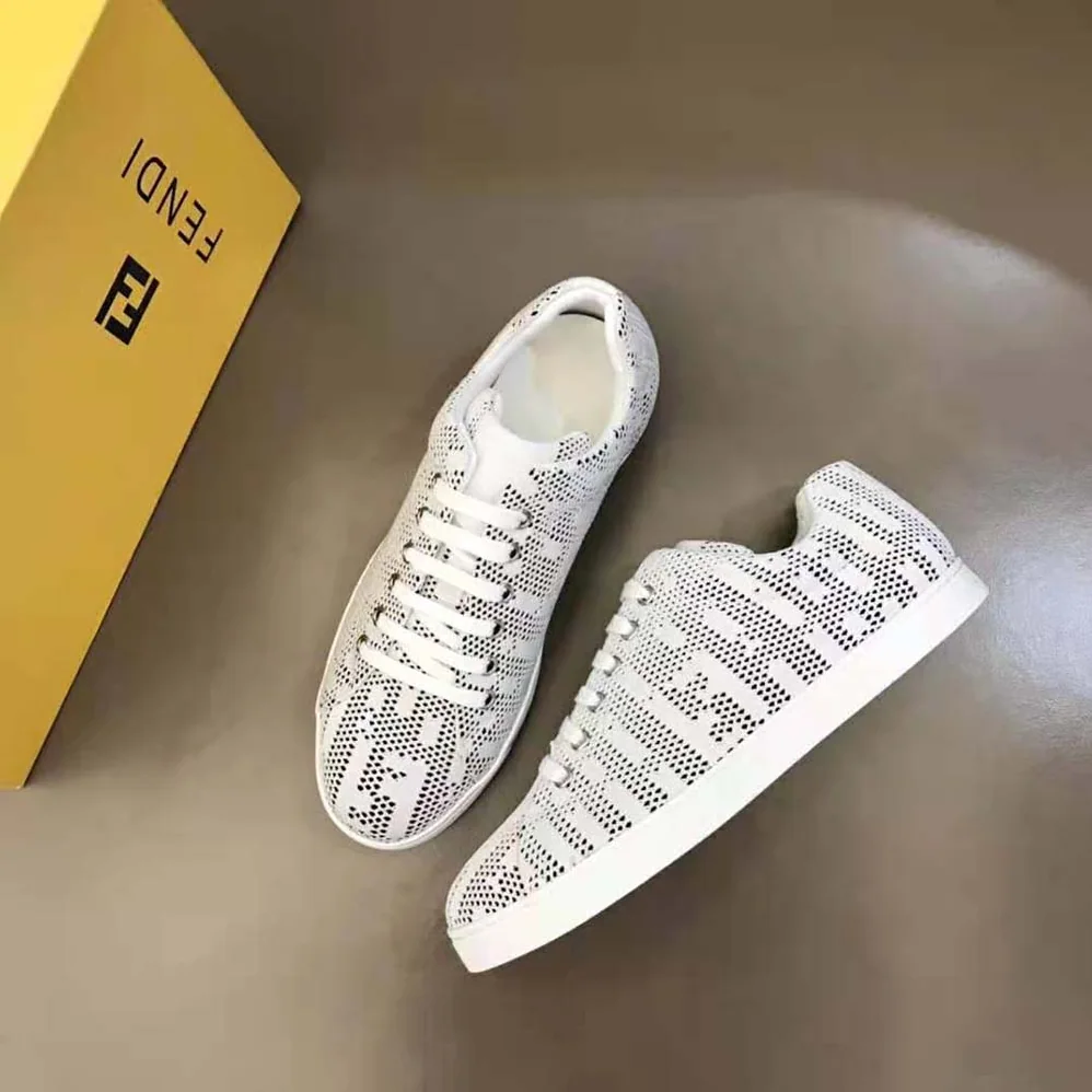 Fendi Lace-up Sneakers White Mesh Low for Men in Tops