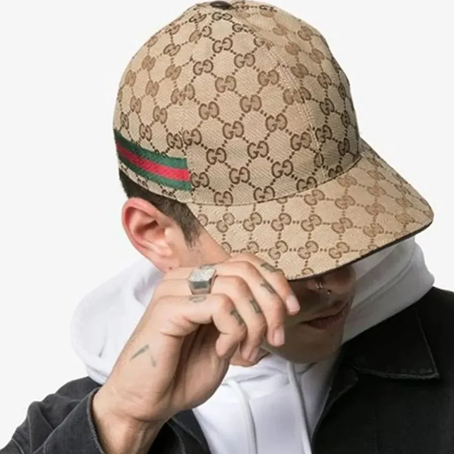 Gucci Original GG Canvas Baseball Hat With Web Beige GG Gucci Original GG Canvas Baseball Hat With Web Beige GG