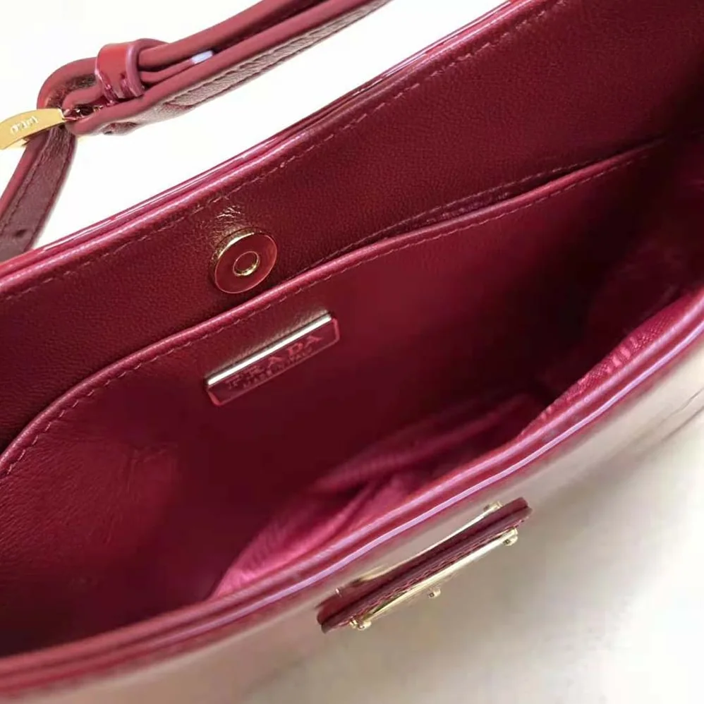 Prada Cleo Patent Leather Bag for Women in Red