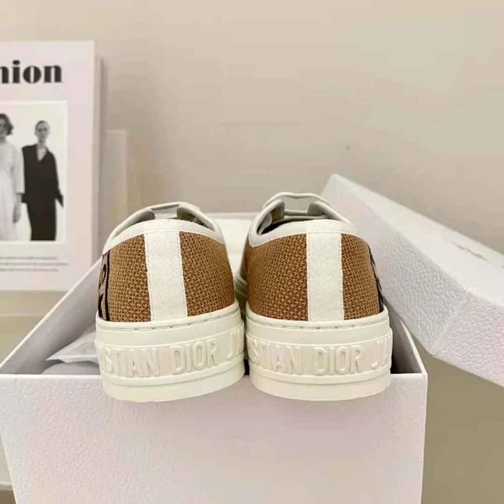 Dior Walk N Dior Sneaker Beige Jute Canvas Embroidered with Dior Union Motif for Women