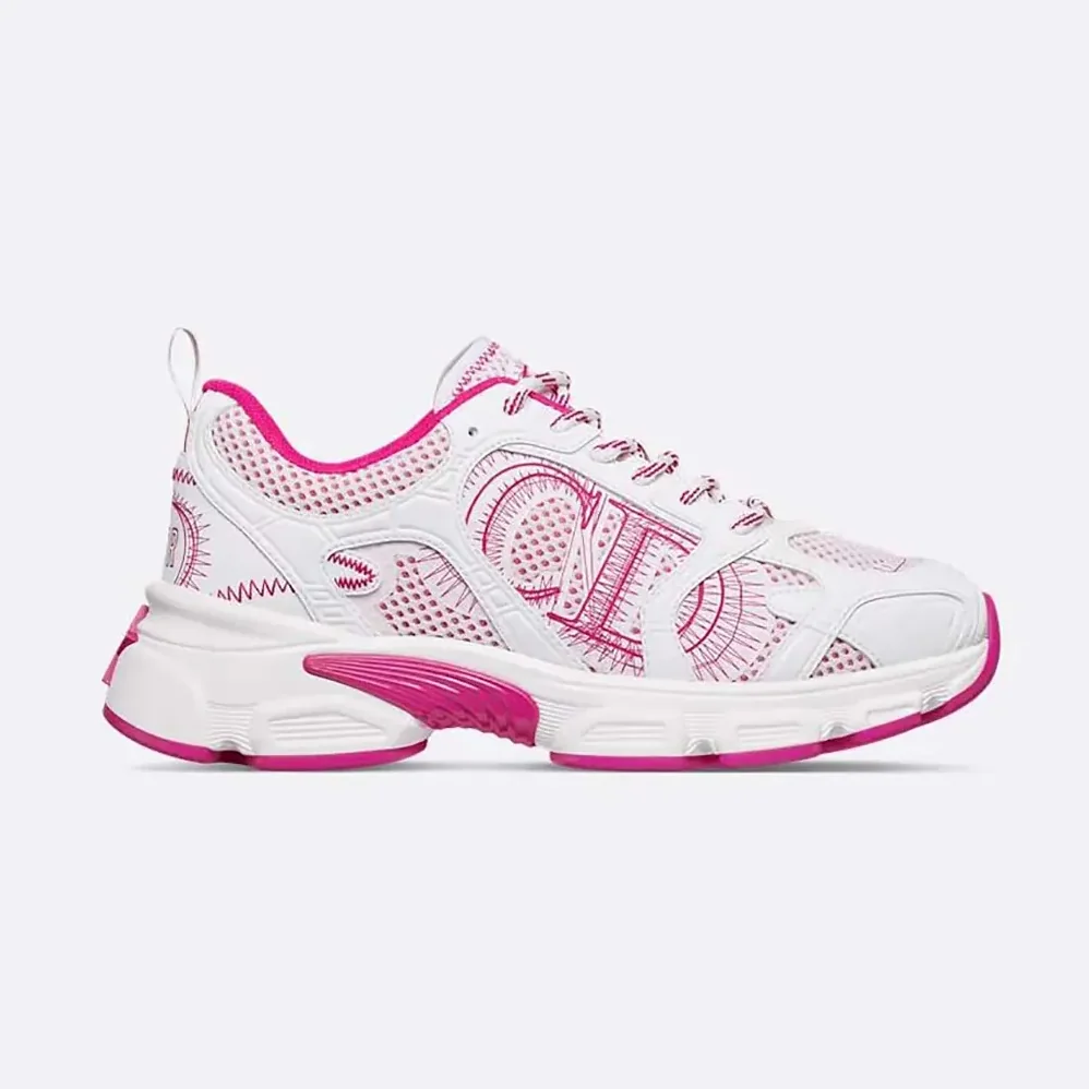 Dior Chrono Sneaker White and Fuchsia Mesh with Leather for Unisex in Effect Panels Dior Chrono Sneaker White and Fuchsia Mesh with Leather for Unisex in Effect Panels