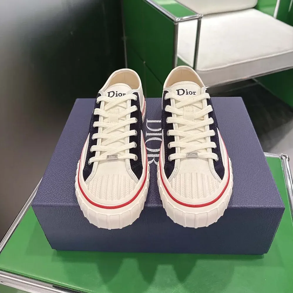 Dior Hooper Low-Top Sneaker White Canvas and Navy Blue Suede Calfskin for Unisex Dior Hooper Low-Top Sneaker White Canvas and Navy Blue Suede Calfskin for Unisex