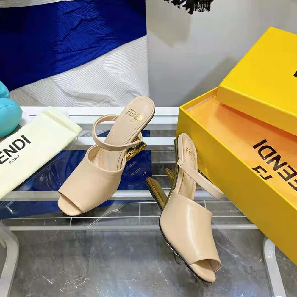 Fendi First Pink Leather High for Women in Heeled Sandals Fendi First Pink Leather High for Women in Heeled Sandals