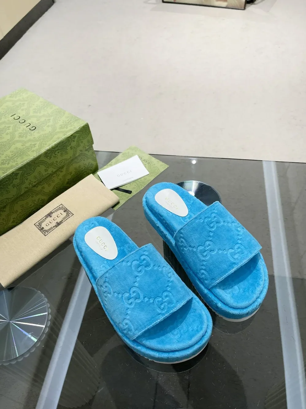 Gucci GG Platform Sandal Blue for Women