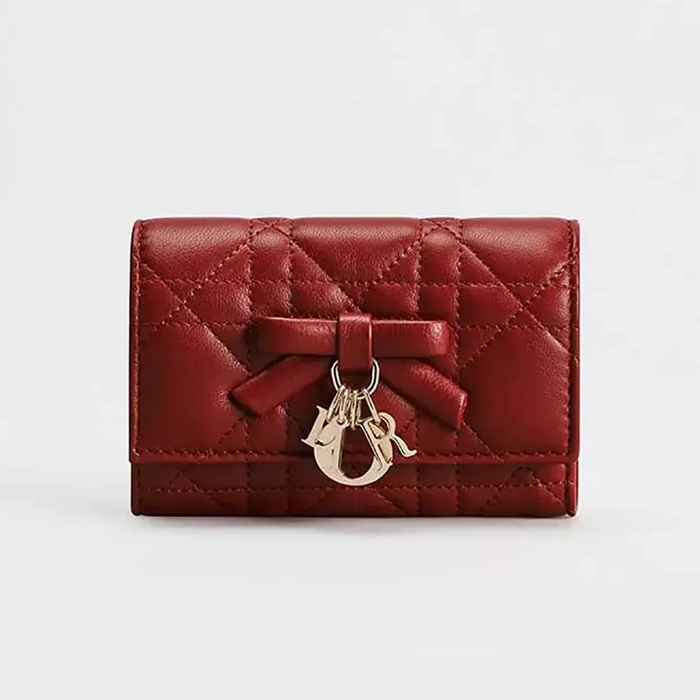 Dior Lady Dior Glycine Wallet Garance Red Cannage Lambskin for Women Dior Lady Dior Glycine Wallet Garance Red Cannage Lambskin for Women