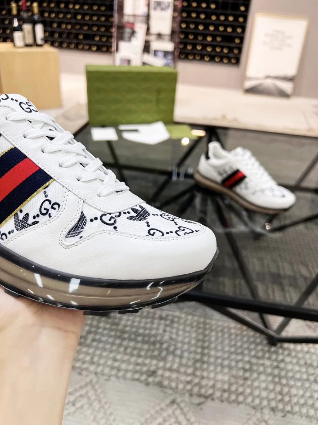 Gucci x Adidas GG Sneakers With Web White for Men Gucci x Adidas GG Sneakers With Web White for Men