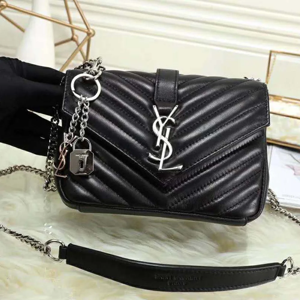 Saint Laurent YSL College Medium In Matelasse Leather for Women in Black