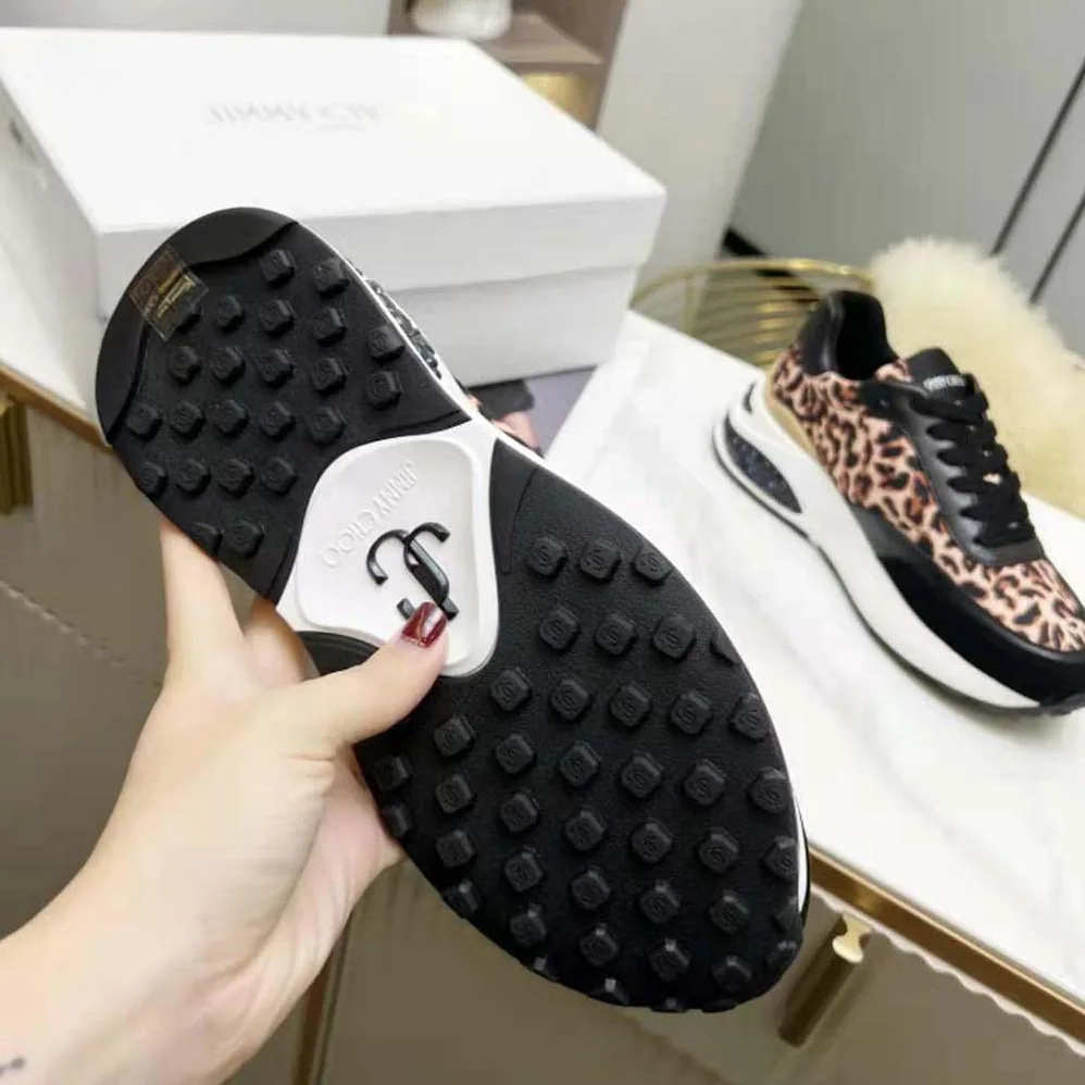 Jimmy Choo Memphis Lace UP/F Natural Mix Leopard Print Nylon for Women