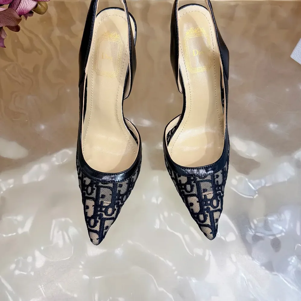 Dior Adiorable Slingback Pump Black Dior Oblique Embroidered Mesh for Women