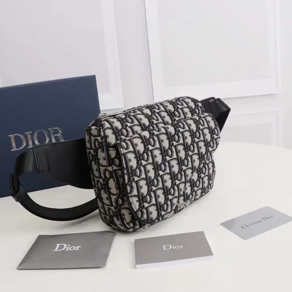 Dior Saddle Belt Bag Beige and Black Dior Oblique Jacquard for Men