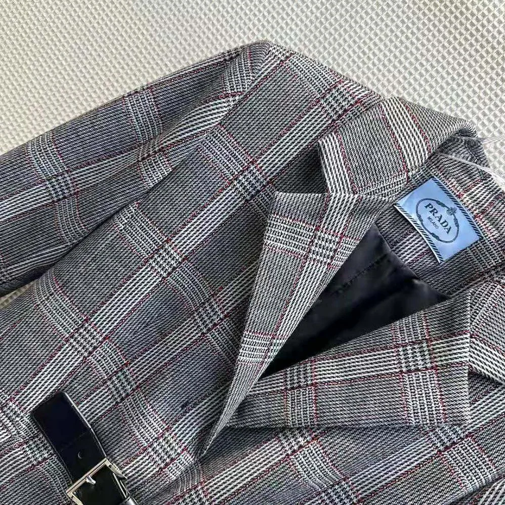 Prada Single-breasted Prince of Wales Mouliné Coat for Women