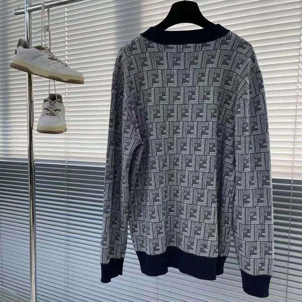 Fendi Blue Wool Cardigan-FZC491APJHF0QB0 for Men