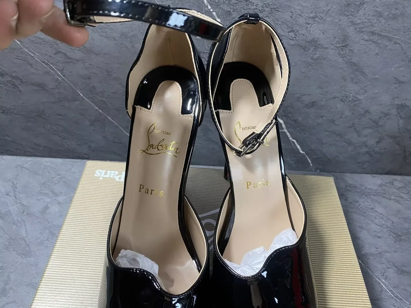 Christian Louboutin Set: Patent Leather D'Orsay Pumps + Hot Chick Alta Black Christian Louboutin Set: Patent Leather D'Orsay Pumps + Hot Chick Alta Black