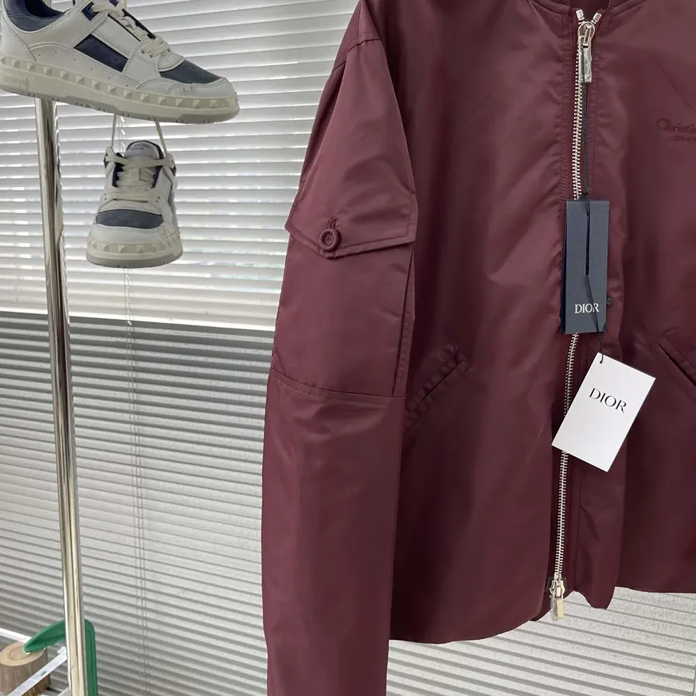 Dior Christian Dior Couture Bomber Jacket Burgundy Technical Fabric for Women Dior Christian Dior Couture Bomber Jacket Burgundy Technical Fabric for Women