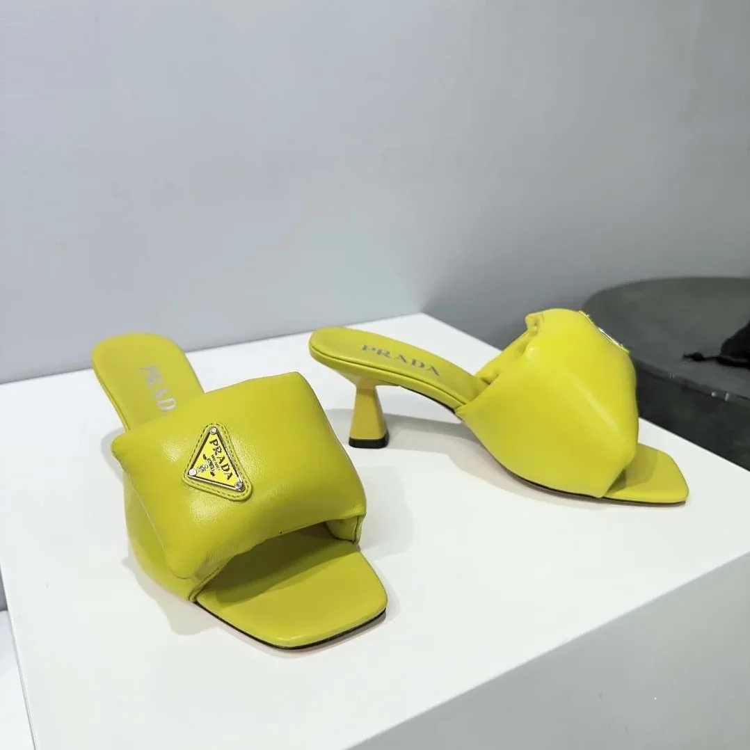 Prada Soft Padded Nappa Sandals Yellow Prada Soft Padded Nappa Sandals Yellow