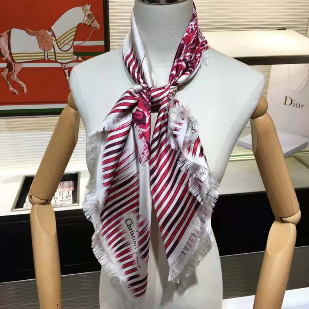 Dior Palms Square Scarf Burgundy Silk Twill for Women