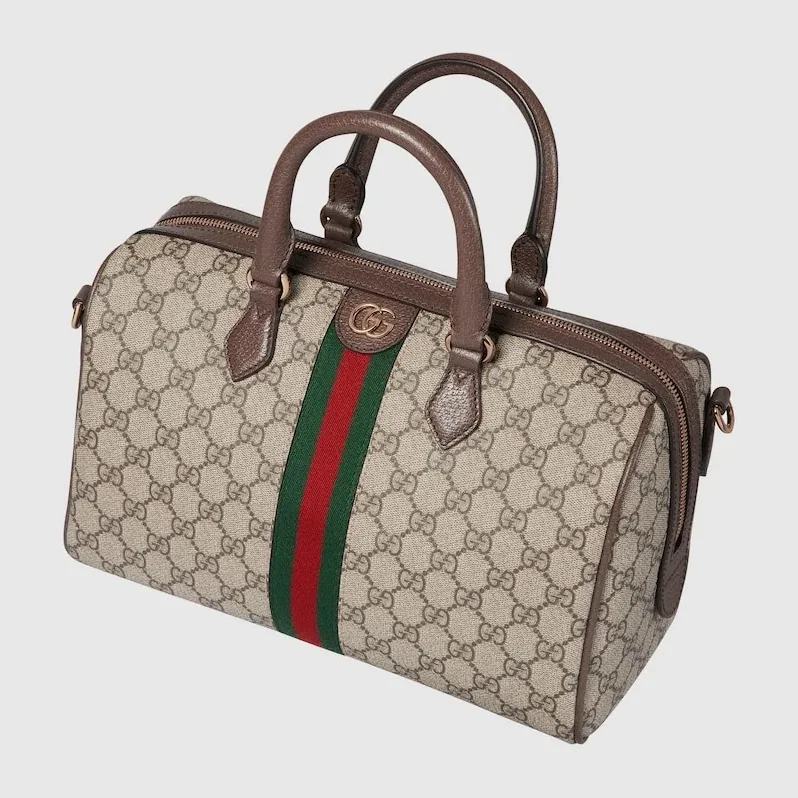 Gucci Ophidia GG Boston Medium Top Handle Bag in Beige Gold Hardware Gucci Ophidia GG Boston Medium Top Handle Bag in Beige Gold Hardware