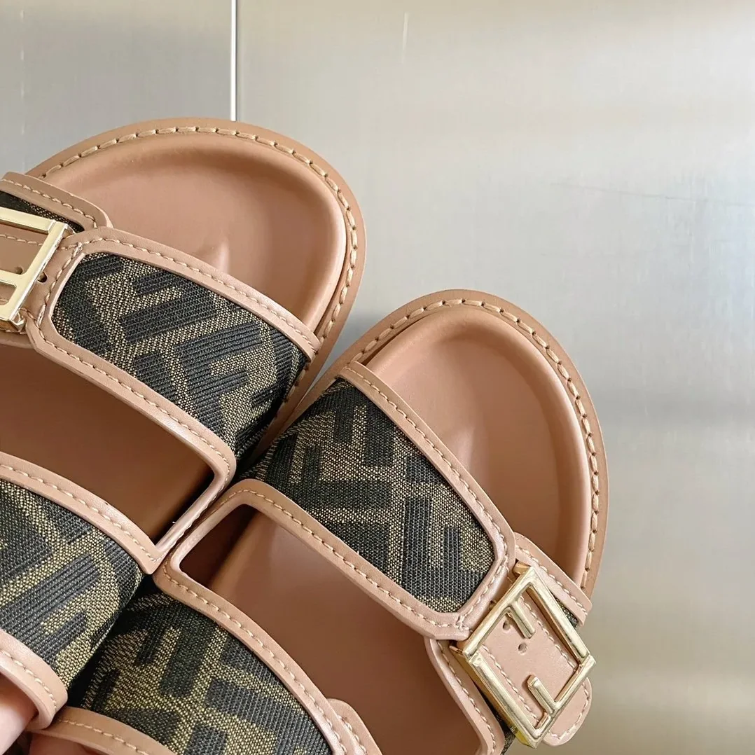 Fendi Feel Brown FF Fabric Slides 8X8326AEGVF1HHG