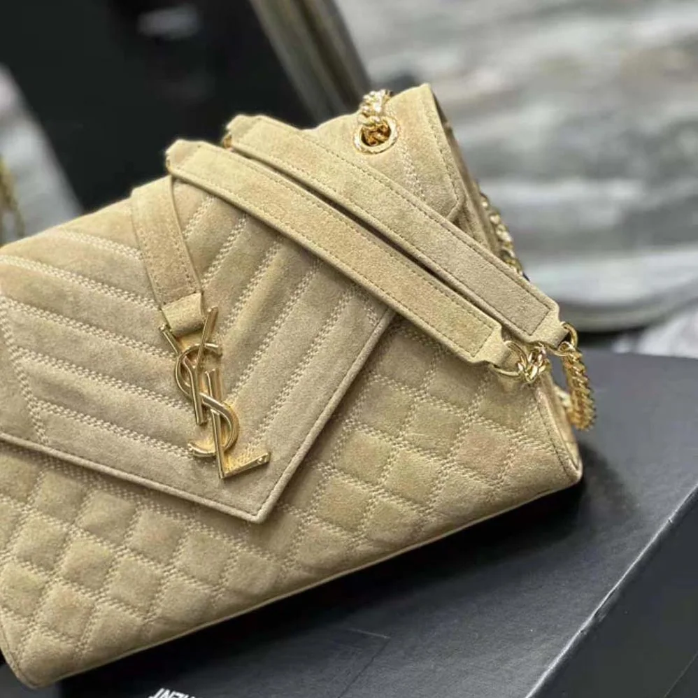 Saint Laurent YSL Envelope Medium Chain Bag in Mix Matelassé Corduroy for Women Saint Laurent YSL Envelope Medium Chain Bag in Mix Matelassé Corduroy for Women