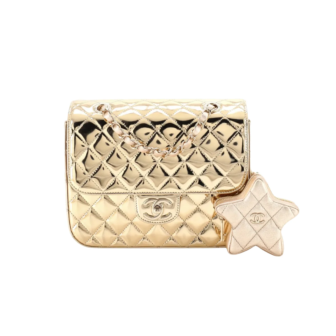 Chanel Backpack And Star Coin Purse in Gold