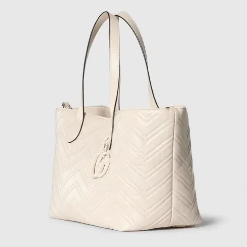 Gucci Marmont Medium Tote Bag in Ivory Tonal Enameled Hardware