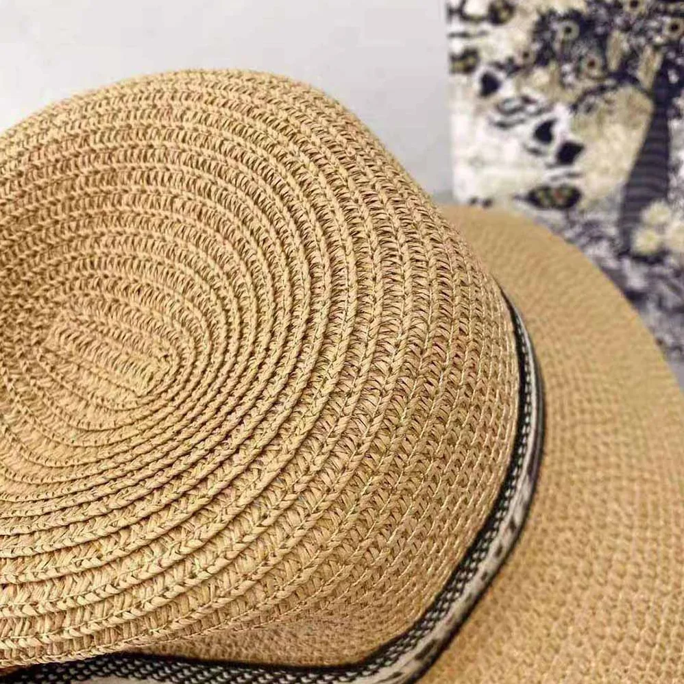 Dior Dioresort Small Brim Hat Natural Straw and Dark Blue Embroidered Band for Women Dior Dioresort Small Brim Hat Natural Straw and Dark Blue Embroidered Band for Women