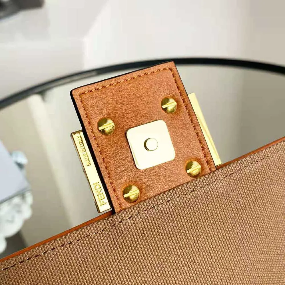 Fendi Baguette Green Canvas Bag for Women