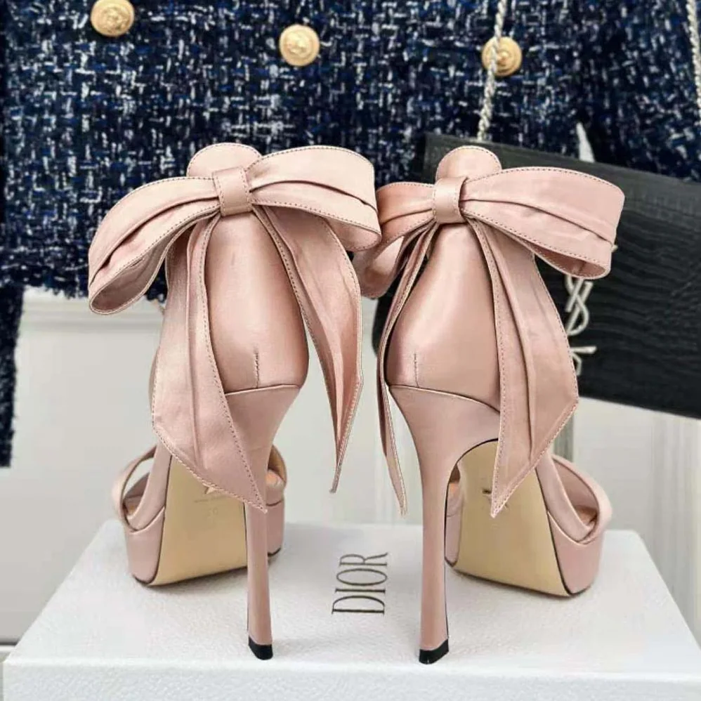 Dior Mlle Dior Heeled Sandal Rose Des Vents Satin for Women