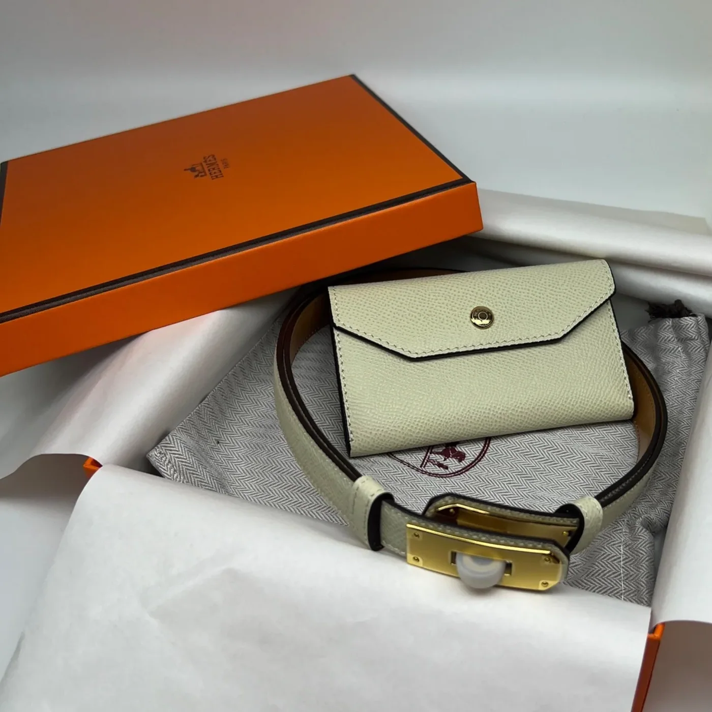 Hermes Kelly Pocket 18 Belt Craie Hermes Kelly Pocket 18 Belt Craie