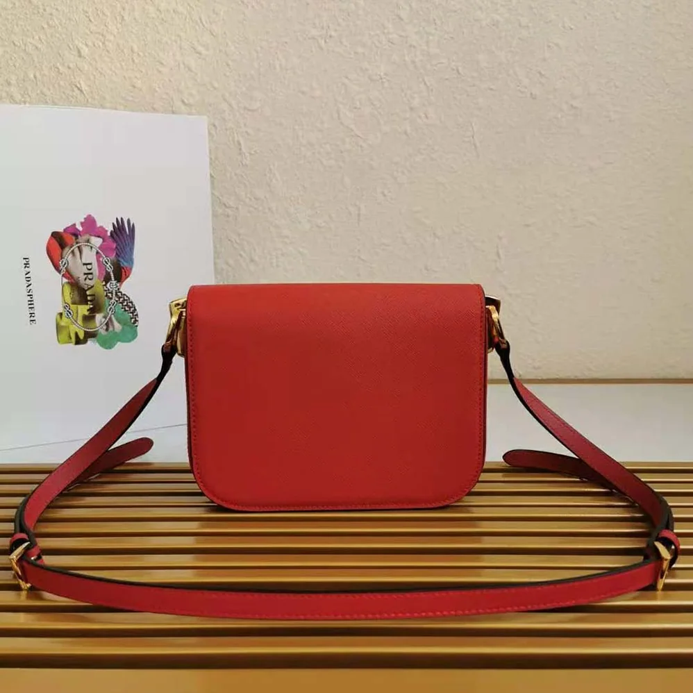 Prada Saffiano Leather Prada Embleme Bag for Women in Red Prada Saffiano Leather Prada Embleme Bag for Women in Red