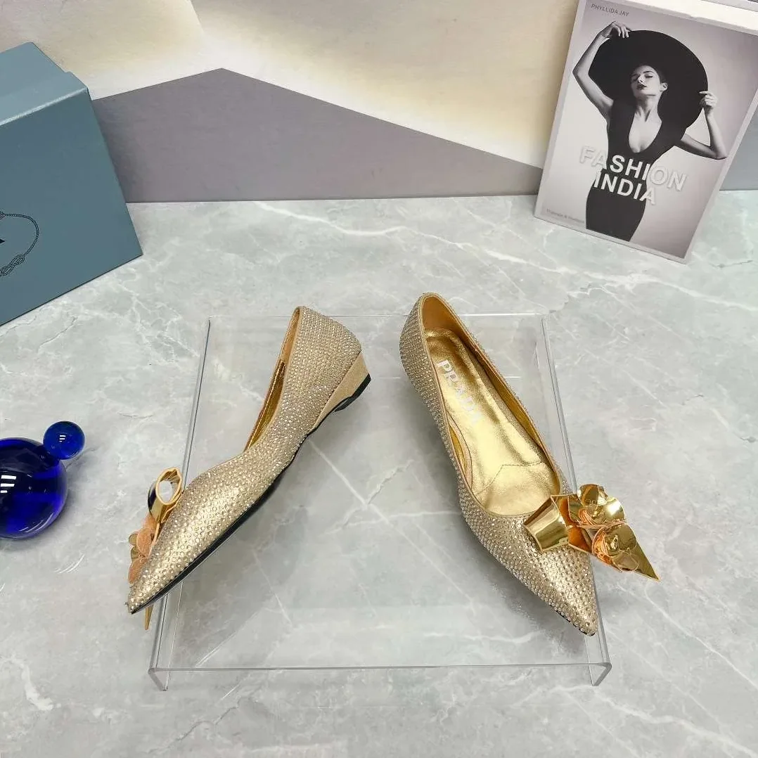 Prada Patent Pumps With Crystals Gold