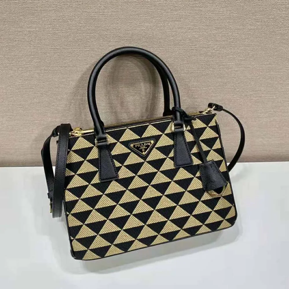 Prada Small Prada Galleria Jacquard Fabric Bag for Women in Brown Prada Small Prada Galleria Jacquard Fabric Bag for Women in Brown